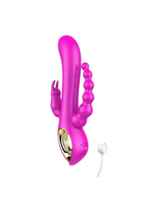 Vibromasseur Rabbit  rose  avec chapelet vibrant - TOZ-024PNK
